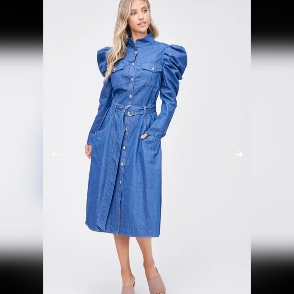 Misty Blue Denim Dress - Picture 4 of 10
